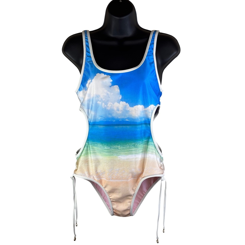 Wildfox Paradise Beach One Piece Cutout Bikini Swimsuit Size Large